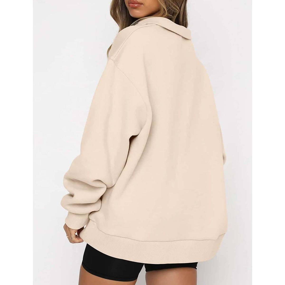 Womens Oversized Half Zip Pullover Long Sleeve Sweatshirt - A-1 Thread Vault