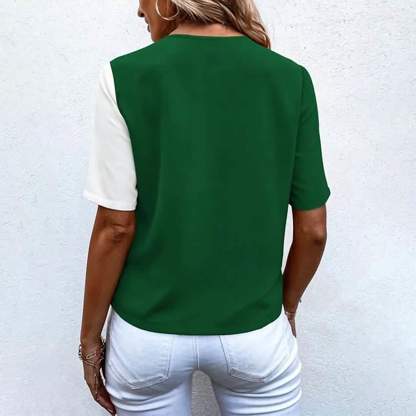 Women's Pocket Button V-Neck Short Sleeve Shirt - A-1 Thread Vault