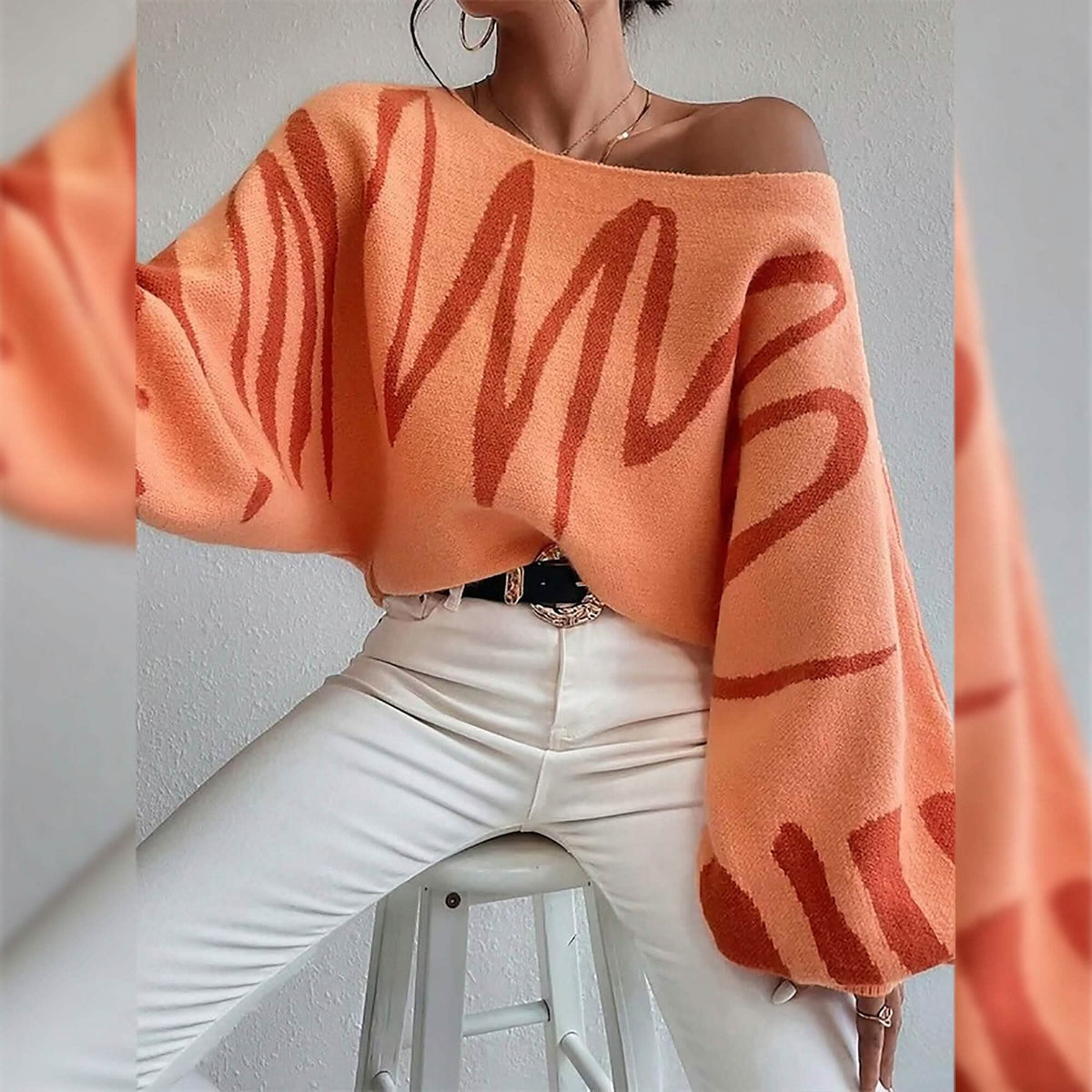 Women's Pullover Sweater Jumper Ribbed Knit Oversized Crew Neck - A-1 Thread Vault