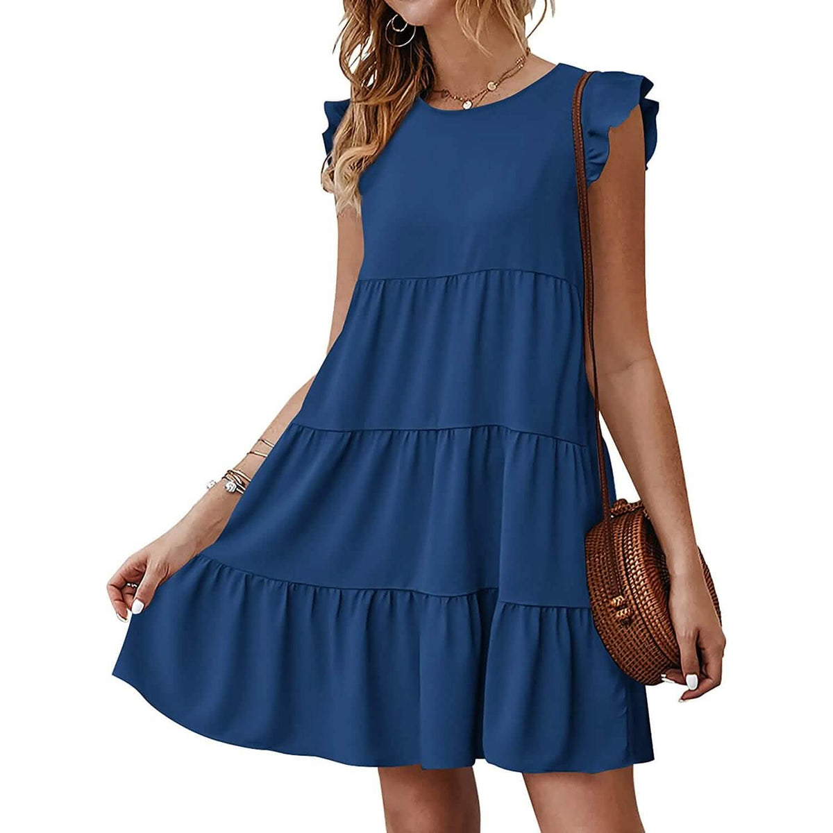 Women's Sleeveless Ruffle Sleeve Summer Dress - A-1 Thread Vault