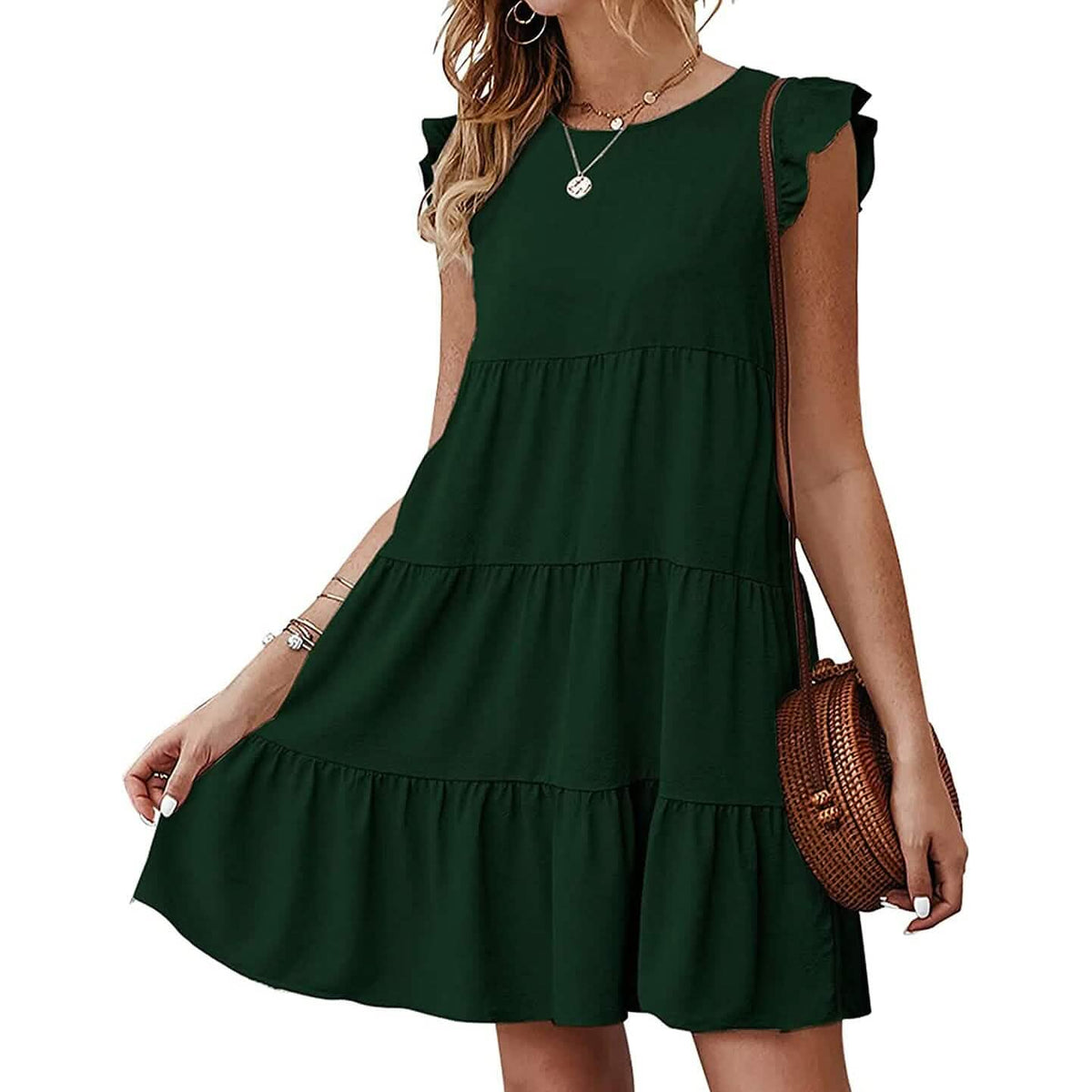 Women's Sleeveless Ruffle Sleeve Summer Dress - A-1 Thread Vault