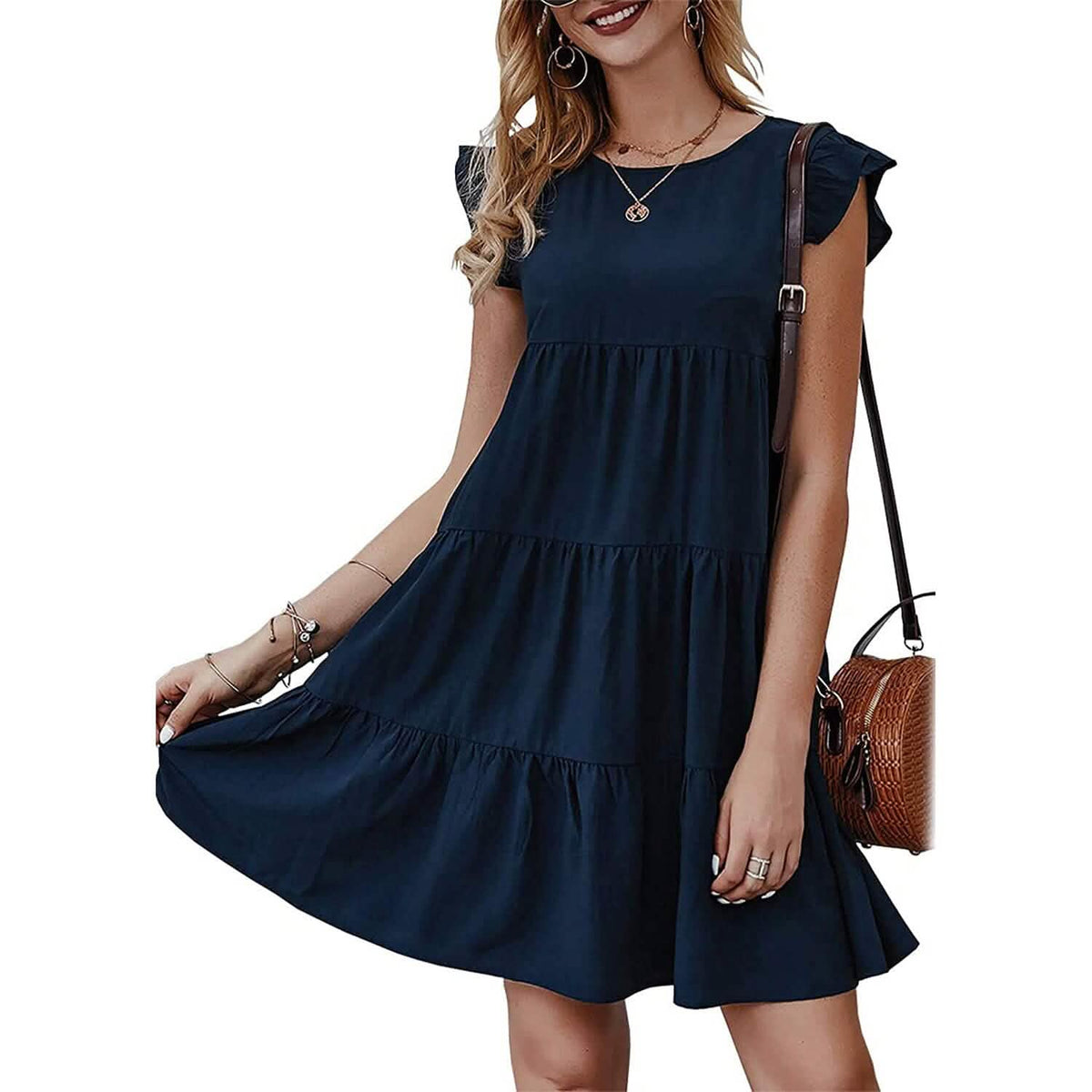 Women's Sleeveless Ruffle Sleeve Summer Dress - A-1 Thread Vault