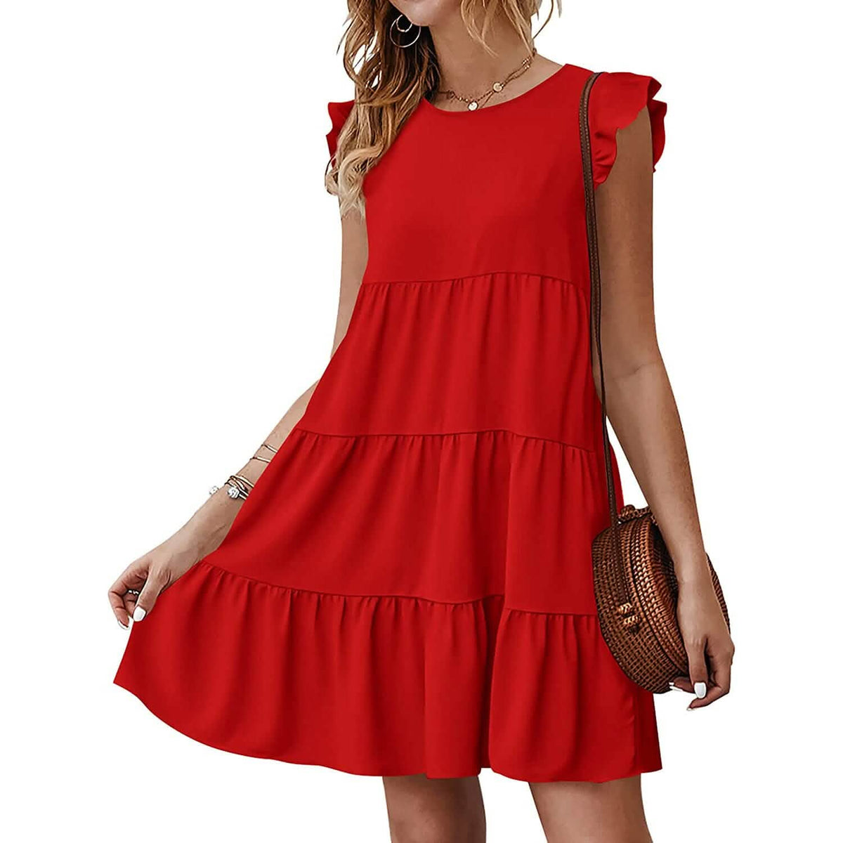Women's Sleeveless Ruffle Sleeve Summer Dress - A-1 Thread Vault