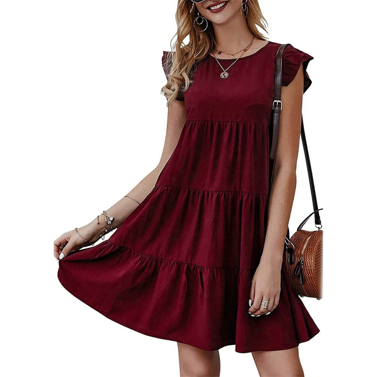 Women's Sleeveless Ruffle Sleeve Summer Dress - A-1 Thread Vault