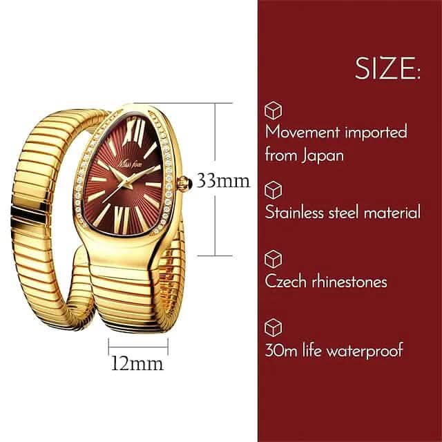Women's Snake Shape Luxury Wrist Watch - A-1 Thread Vault