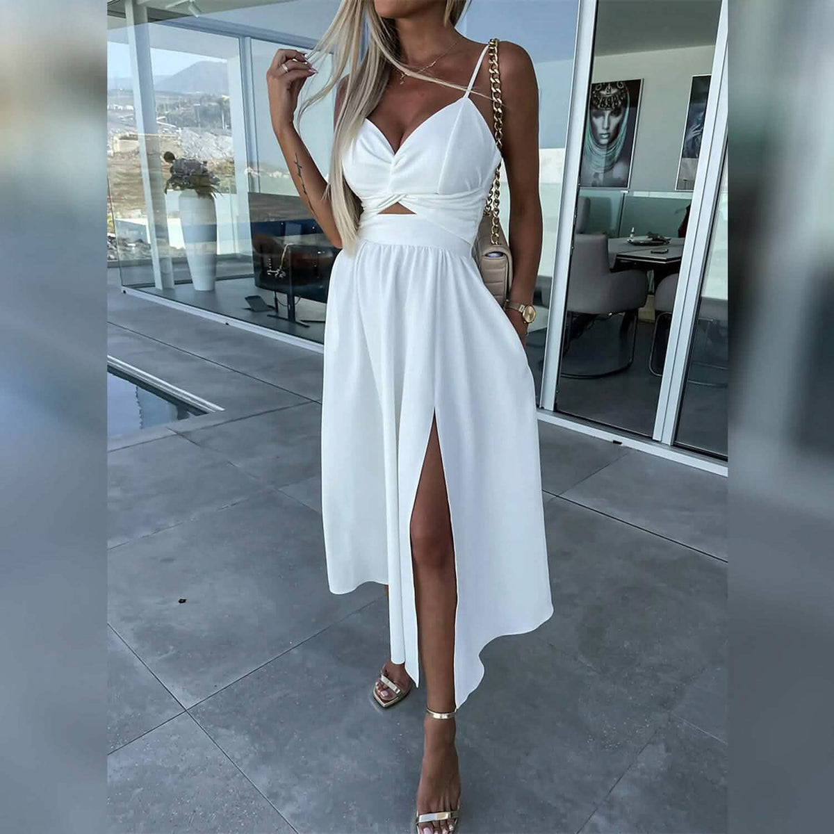 Women‘s Split Cut Out Midi Dress - A-1 Thread Vault