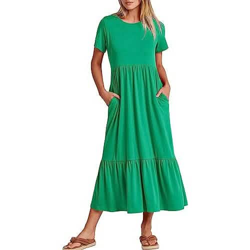 Women's Summer Casual Short Sleeve Crewneck Swing Dress - A-1 Thread Vault