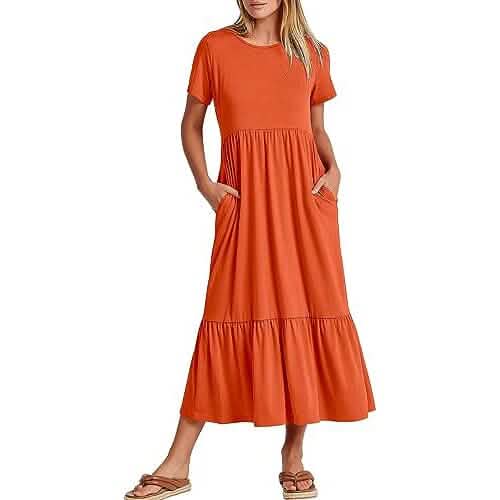 Women's Summer Casual Short Sleeve Crewneck Swing Dress - A-1 Thread Vault