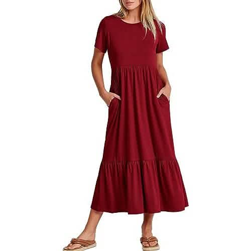 Women's Summer Casual Short Sleeve Crewneck Swing Dress - A-1 Thread Vault