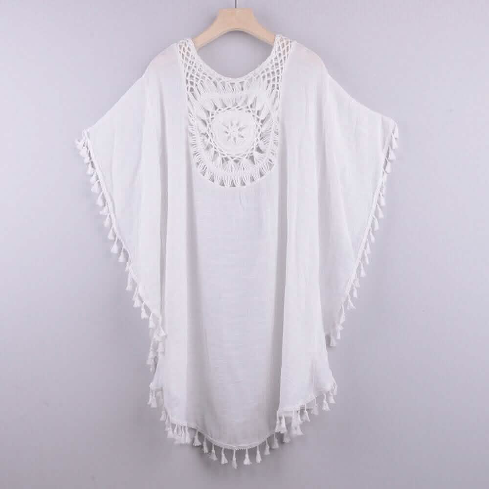 Women's Swimwear Cover Up Beach Dress Tassel Printing Hole - A-1 Thread Vault