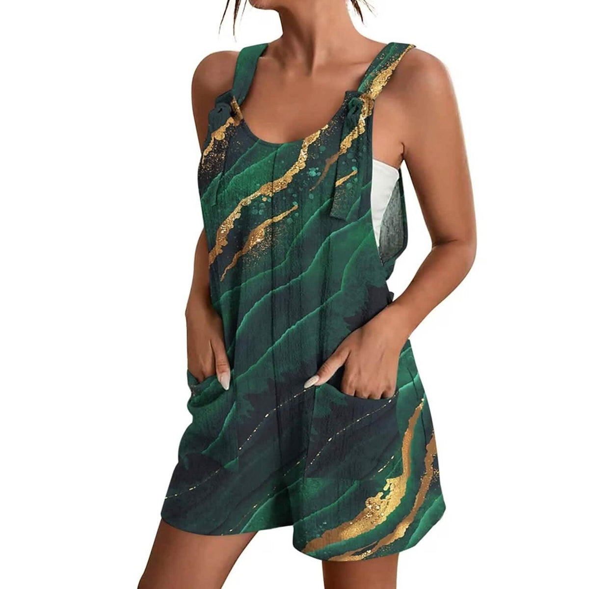 Womens V-Neck Strap Pocket Jumpsuit - A-1 Thread Vault