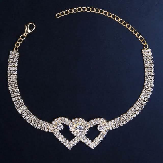 Women's White Ankle Bracelet Chandelier Heart - A-1 Thread Vault