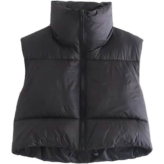 Women's Winter Crop Vest Lightweight Sleeveless Warm Outerwear Puffer Vest Padded Gilet - A-1 Thread Vault