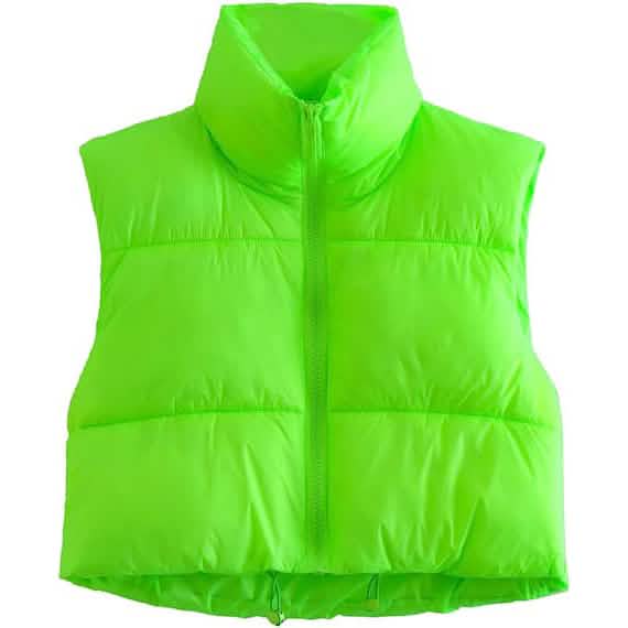 Women's Winter Crop Vest Lightweight Sleeveless Warm Outerwear Puffer Vest Padded Gilet - A-1 Thread Vault