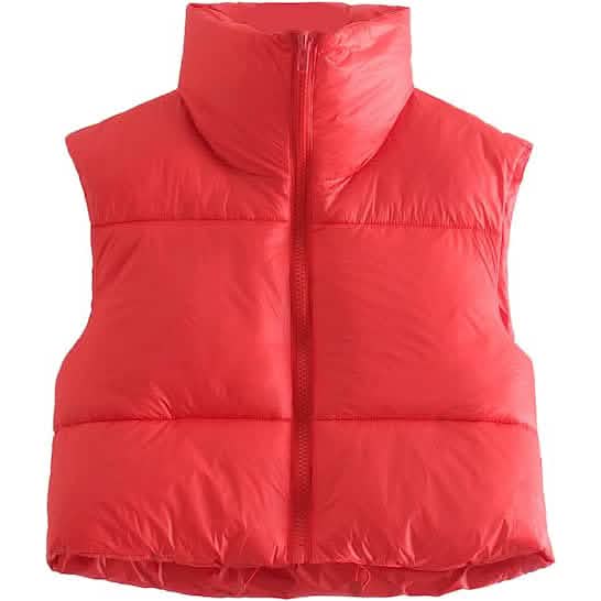 Women's Winter Crop Vest Lightweight Sleeveless Warm Outerwear Puffer Vest Padded Gilet - A-1 Thread Vault