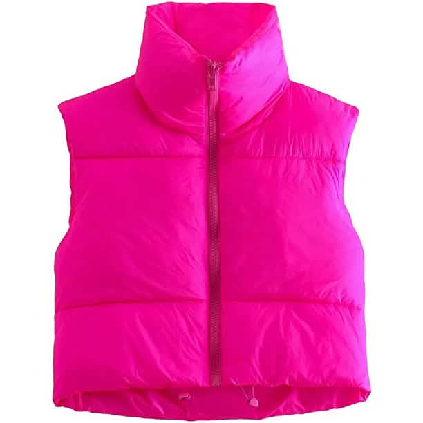 Women's Winter Crop Vest Lightweight Sleeveless Warm Outerwear Puffer Vest Padded Gilet - A-1 Thread Vault