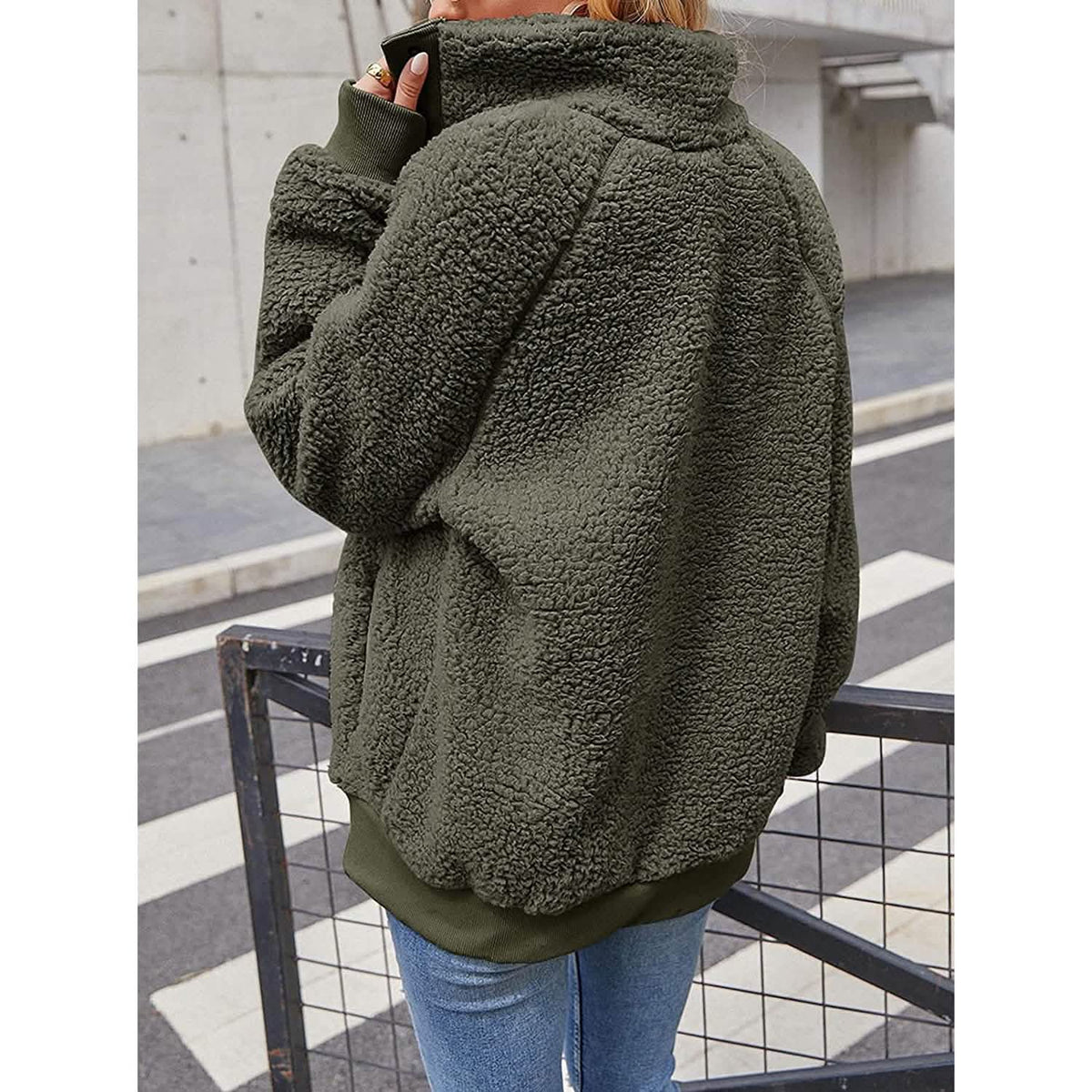 Womens Winter Sherpa Fleece Button Jacket Coat - A-1 Thread Vault