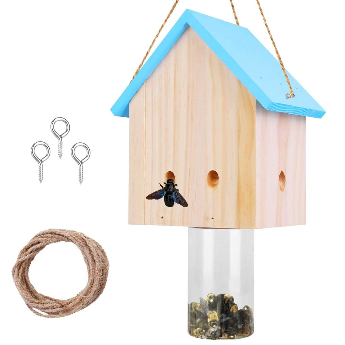 Wood Carpenter Bee Trap Outdoor Natural Pine Wood - A-1 Thread Vault