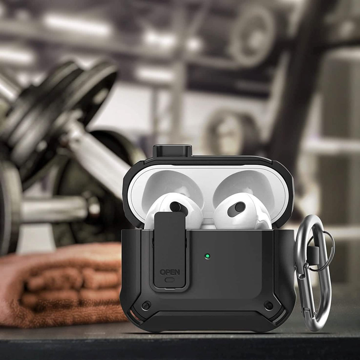 X-Armor for Airpods 3rd Generation Case with Locking Lid | Protective Carrying Pod with Carabiner Keychain (Airpods Gen 3) - A-1 Thread Vault