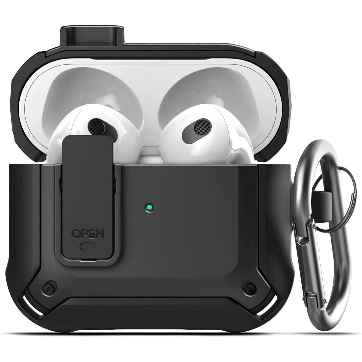 X-Armor for Airpods 3rd Generation Case with Locking Lid | Protective Carrying Pod with Carabiner Keychain (Airpods Gen 3) - A-1 Thread Vault