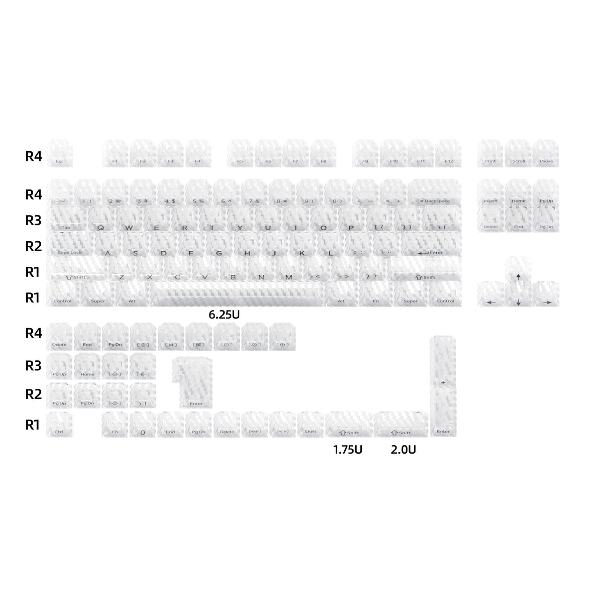 XVX Carbon Fiber Textured Cherry Profile PC Keycap Set - A-1 Thread Vault