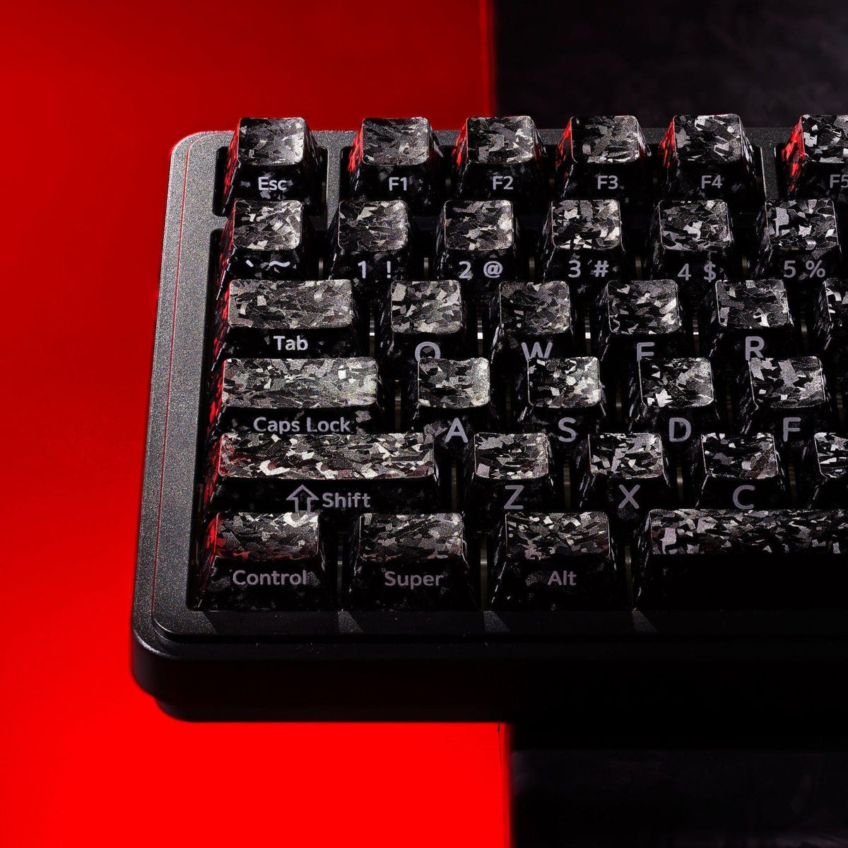 XVX Forged Carbon-Look Cherry Profile Side-Printed PC Keycap Set - A-1 Thread Vault