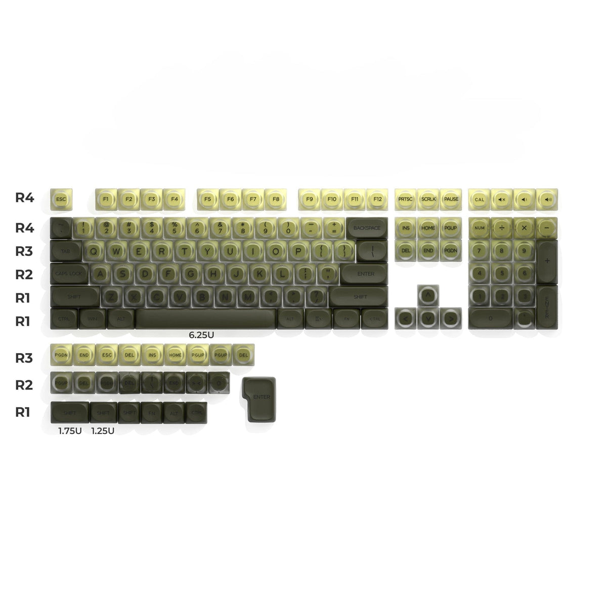 XVX Foundation Series HOA Profile Translucent PBT+PC 132-Key Keycap Set - A-1 Thread Vault