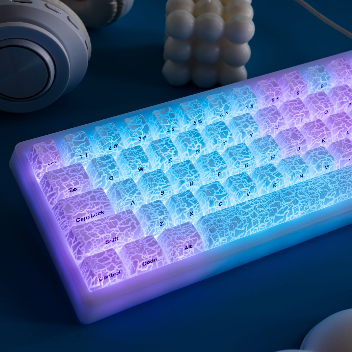 XVX IMD Ice Crack Pattern Shine-Through OEM Profile Keycap Set - A-1 Thread Vault