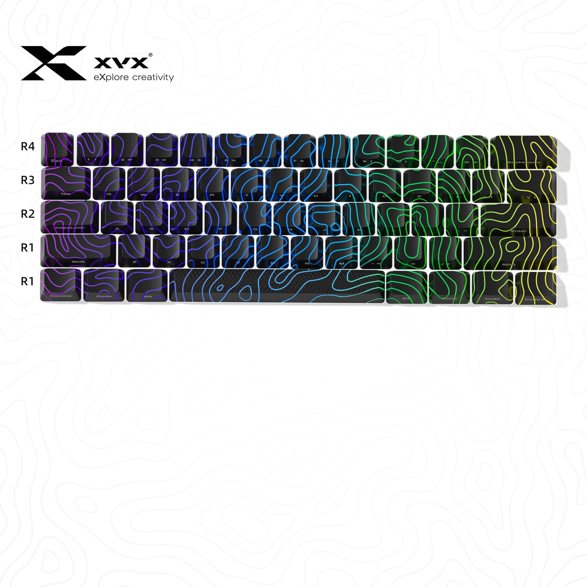 XVX IMD Topographic New Version Pattern Shine-Through OEM Profile Keycap Set - A-1 Thread Vault