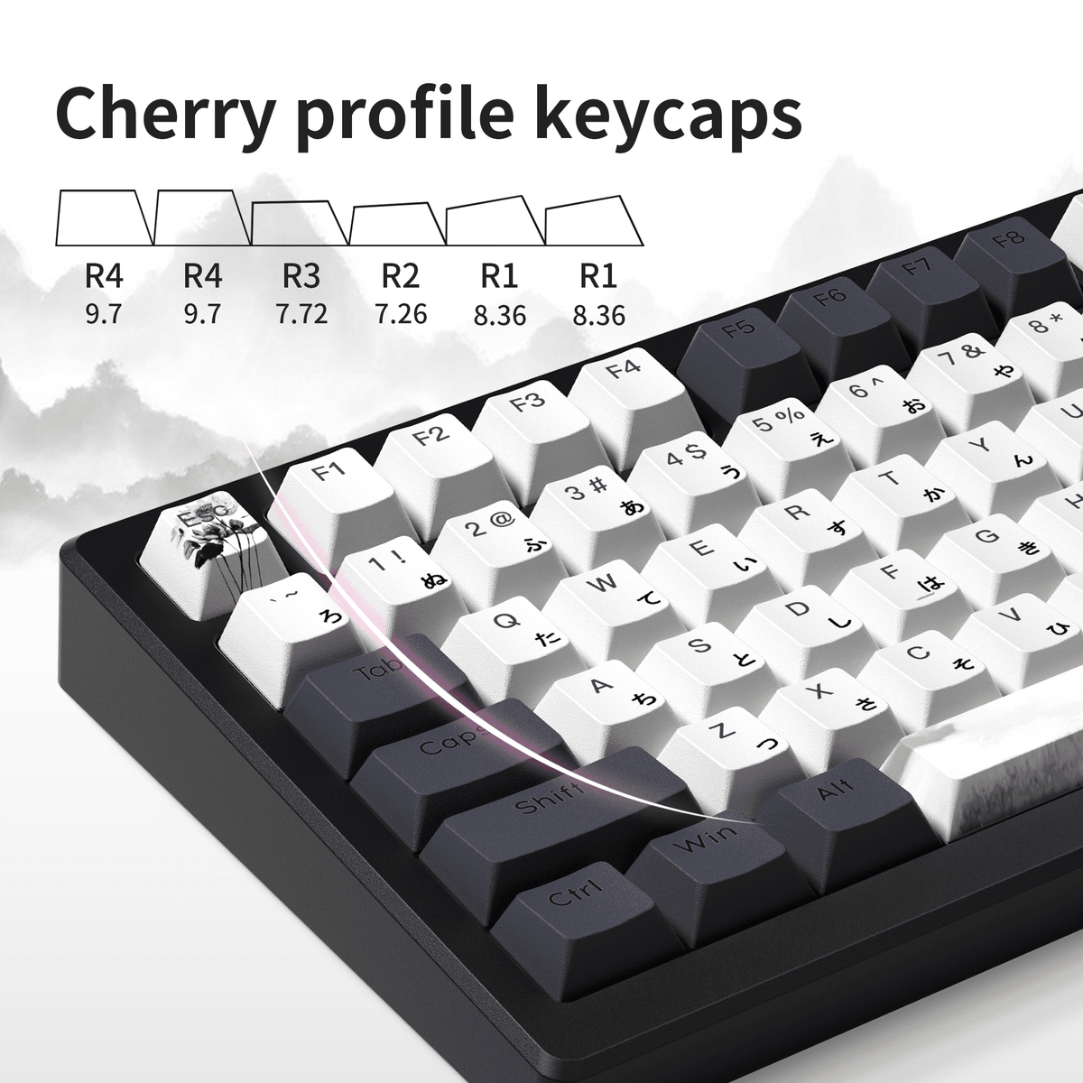 XVX Lotus Cherry Profile Shine-Through Dye-Sub PBT Keycap Set (133-Key) - A-1 Thread Vault