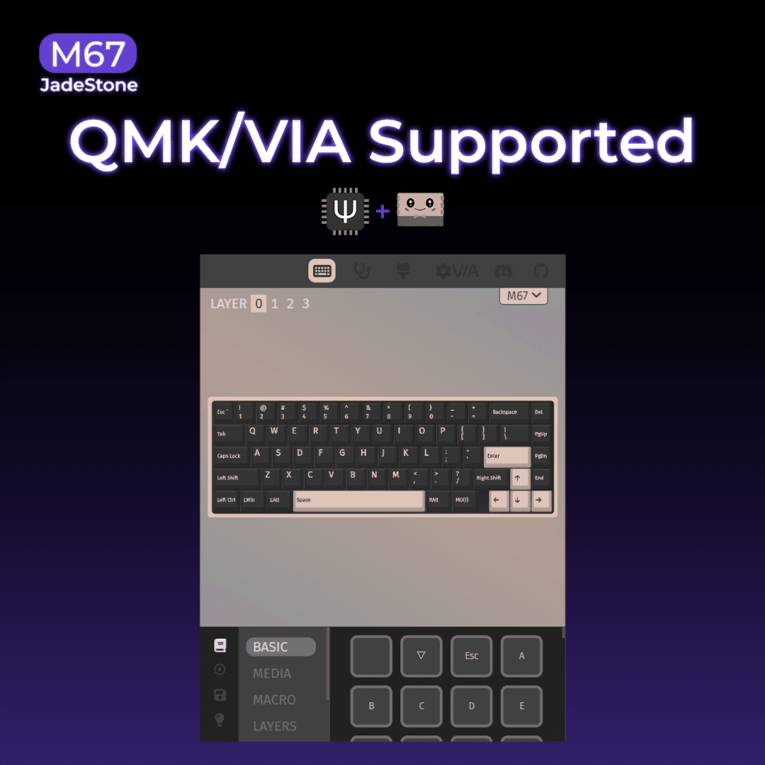 XVX M67 JadeStone Interstellar Black Tri-Mode RGB Mechanical Keyboard - A-1 Thread Vault