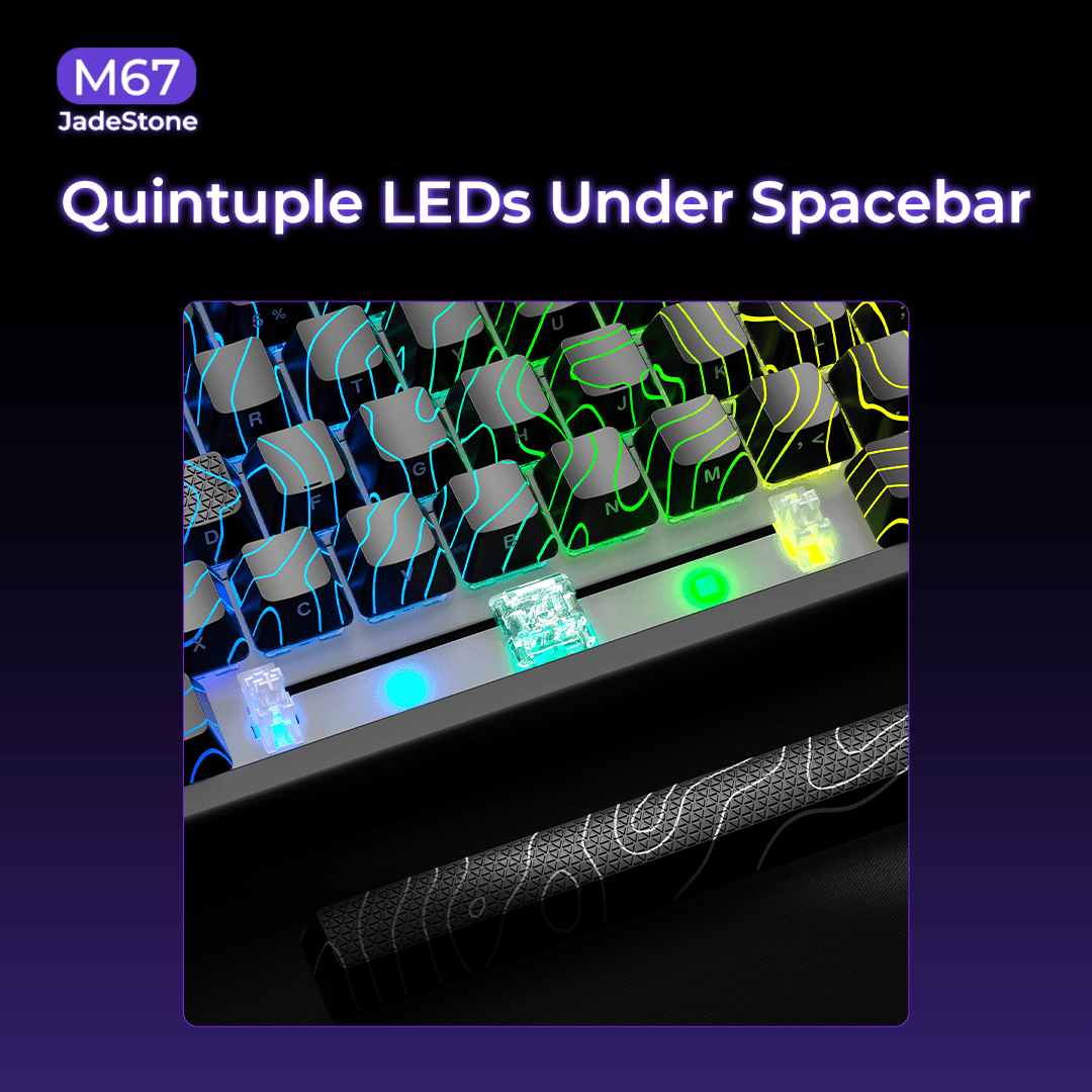XVX M67 JadeStone Interstellar Black Tri-Mode RGB Mechanical Keyboard - A-1 Thread Vault