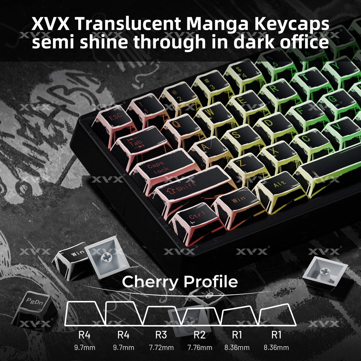 XVX Manga Graffiti Cherry Profile 134-Key Dye-Sublimation PBT Keycap Set - A-1 Thread Vault