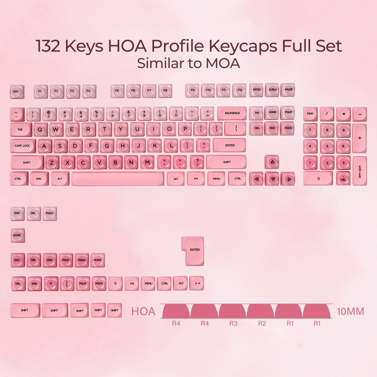 XVX Pink Blush HOA Profile Keycap Set 132-Key - A-1 Thread Vault