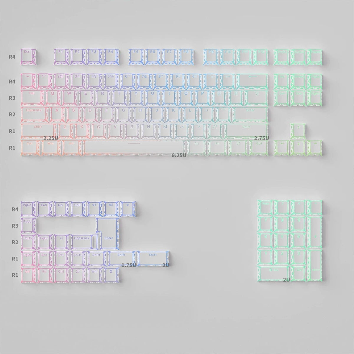 XVX PRISM Refraction Shine-Through Cherry Profile 130-Key PBT Keycap Set - A-1 Thread Vault