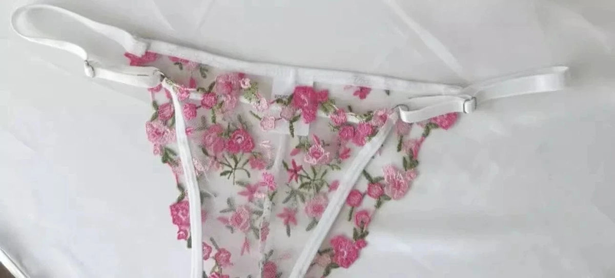 YUQI French Style Luxury Lingerie-Floral Embroidery Black Sheer Bra Set, Sensual Women's Intimates Elegant Transparent Underwear - A-1 Thread Vault