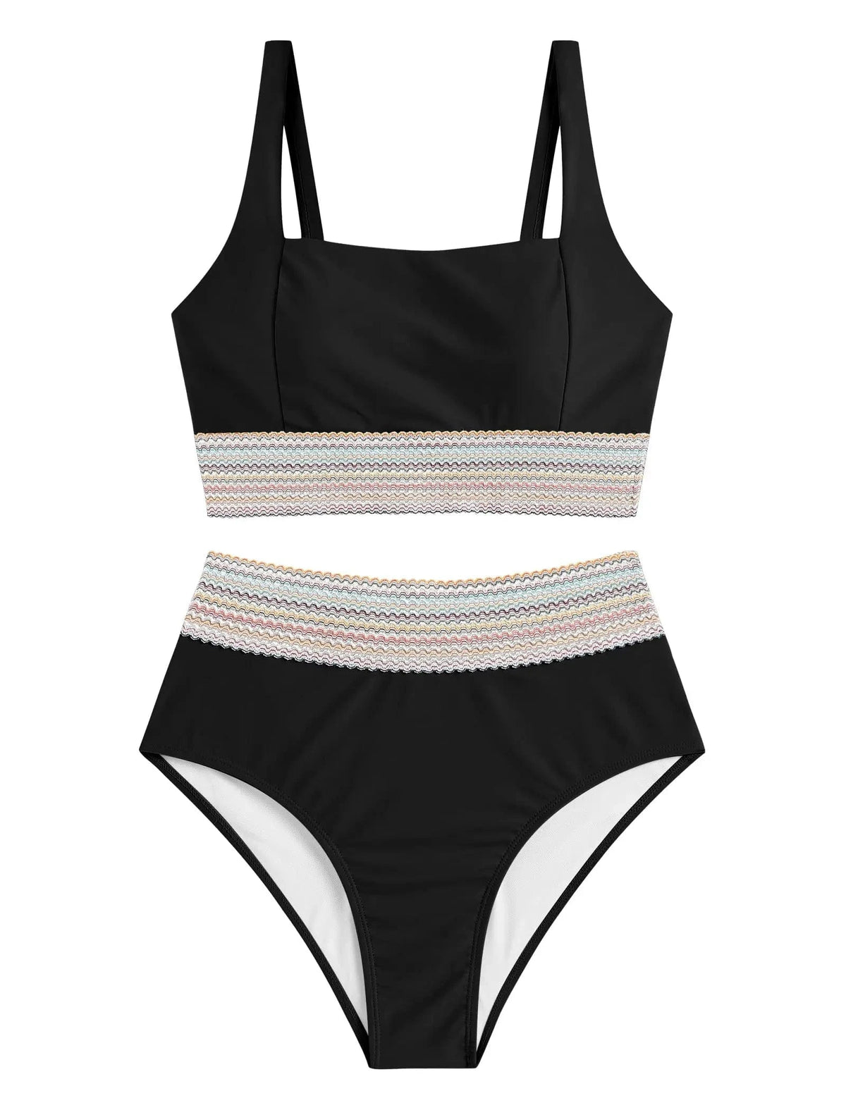 ZAFUL Women High Waisted Bikini Tummy Control Swimsuits Two Piece Swim Suits for Women 2025 Sporty Bathing Suit Swimwear - A-1 Thread Vault