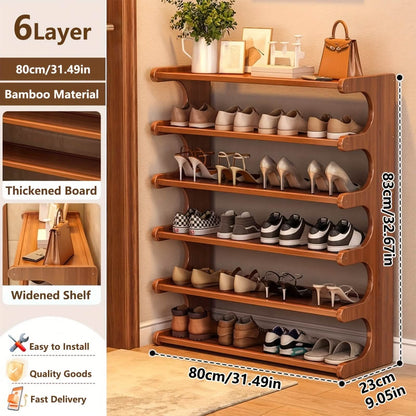 Bamboo Shoe Rack Organizer – 5 or 6 Tier, Space-Saving Storage - A-1 Thread Vault