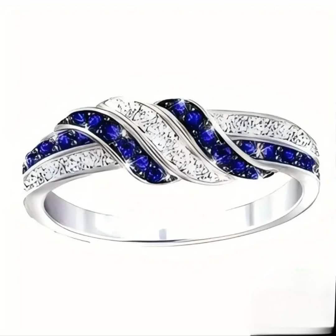 Sparkling Blue Cubic Zirconia Infinity Love Ring – 925 Sterling Silver - A-1 Thread Vault