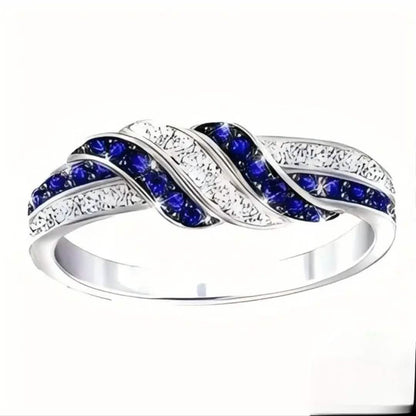 Sparkling Blue Cubic Zirconia Infinity Love Ring – 925 Sterling Silver - A-1 Thread Vault