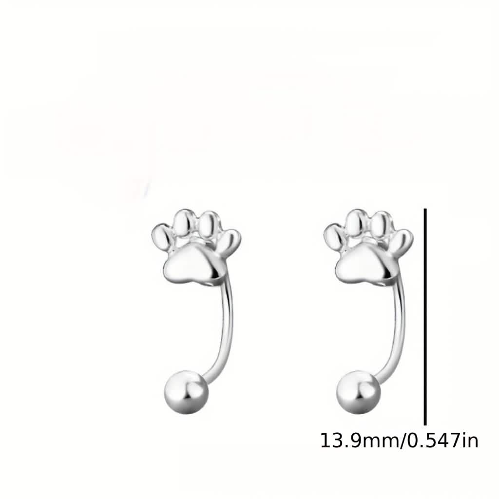 Sterling Silver Cat Paw Earrings – Screw-Back Studs, Elegant & Simple - A-1 Thread Vault