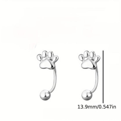 Sterling Silver Cat Paw Earrings – Screw-Back Studs, Elegant & Simple - A-1 Thread Vault