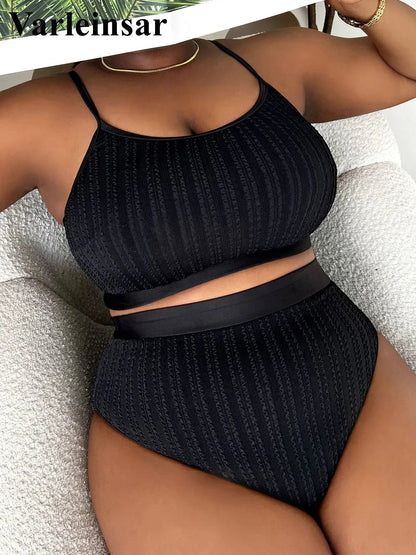 0XL - 4XL Ribbed Bikini Large Size Swimwear Plus Size Women Swimsuit Female Two-pieces Bikini set Bather Bathing Suit Swim V4987 - A-1 Thread Vault