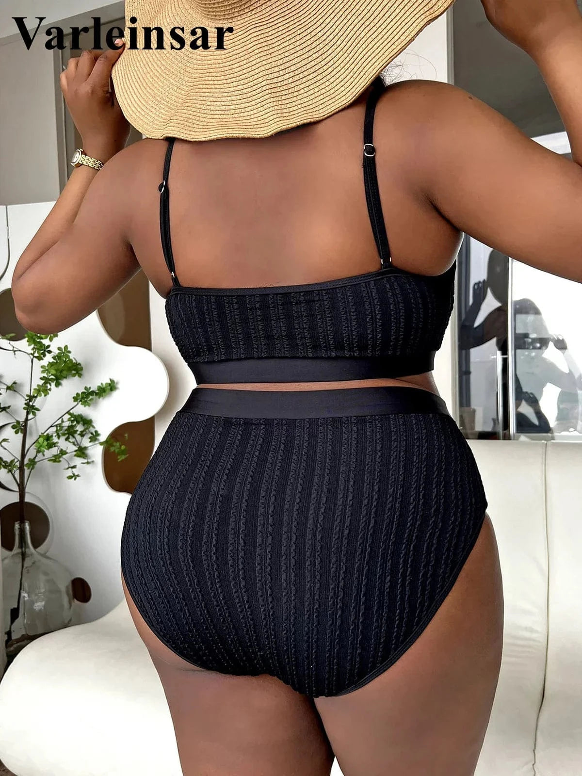 0XL - 4XL Ribbed Bikini Large Size Swimwear Plus Size Women Swimsuit Female Two-pieces Bikini set Bather Bathing Suit Swim V4987 - A-1 Thread Vault
