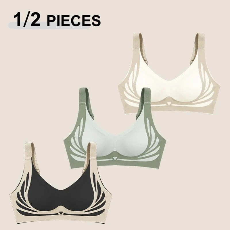 1/2Pcs/Set Women Push Up Bras Seamless Comfortable Angel Wings Bras Set Trendy Soft Breathable Underwear Female No Wire Lingerie - A-1 Thread Vault
