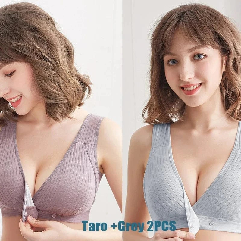 1-2PCS Women's Summer Cotton Thin Clustering Non-sagging Front-buckle Bra Comfortable Traceless Vest-style Women's Underwear - A-1 Thread Vault