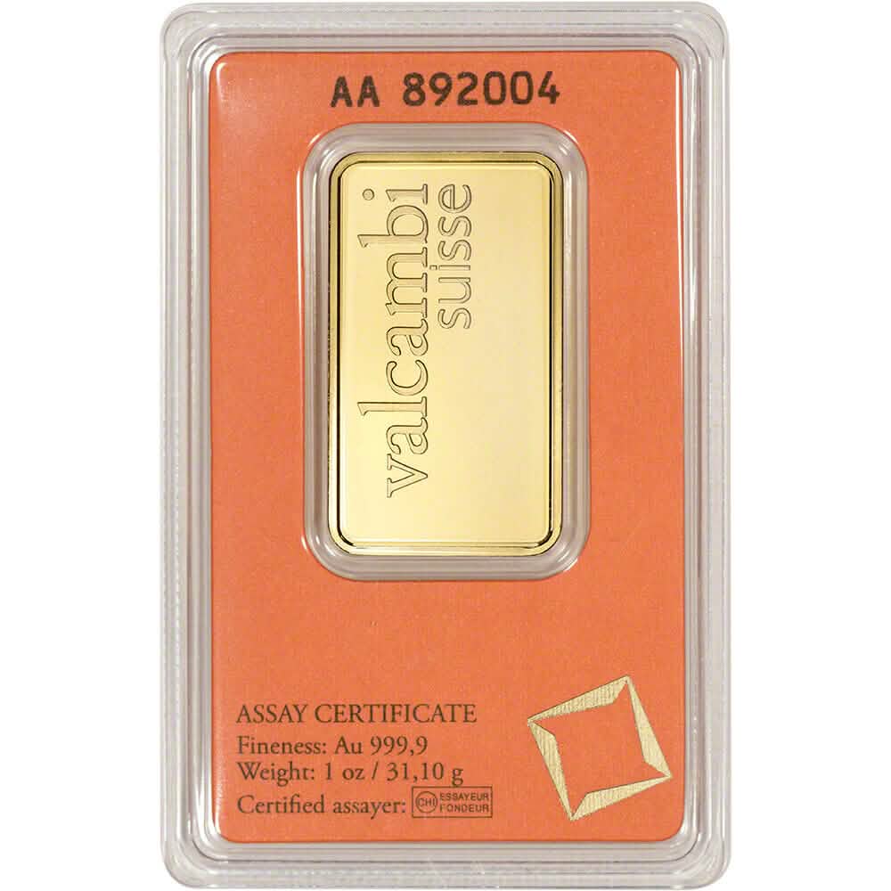 1 oz. Gold Bar Valcambi Suisse 999.9 Fine in Assay - A-1 Thread Vault