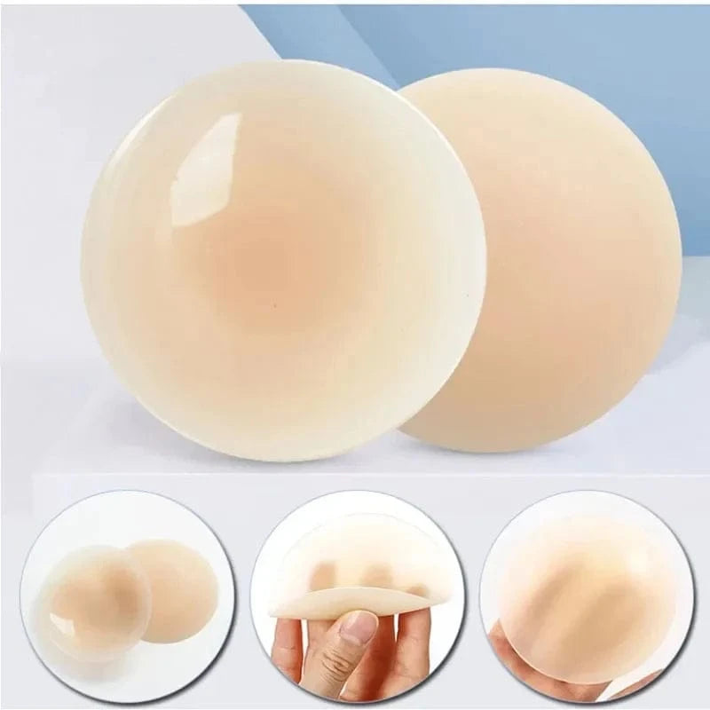 1 Pair Reusable Breast Petals Nipple Cover Invisible Petal Adhesive Strapless Backless Stick on Bra Silicone Breast Patch - A-1 Thread Vault