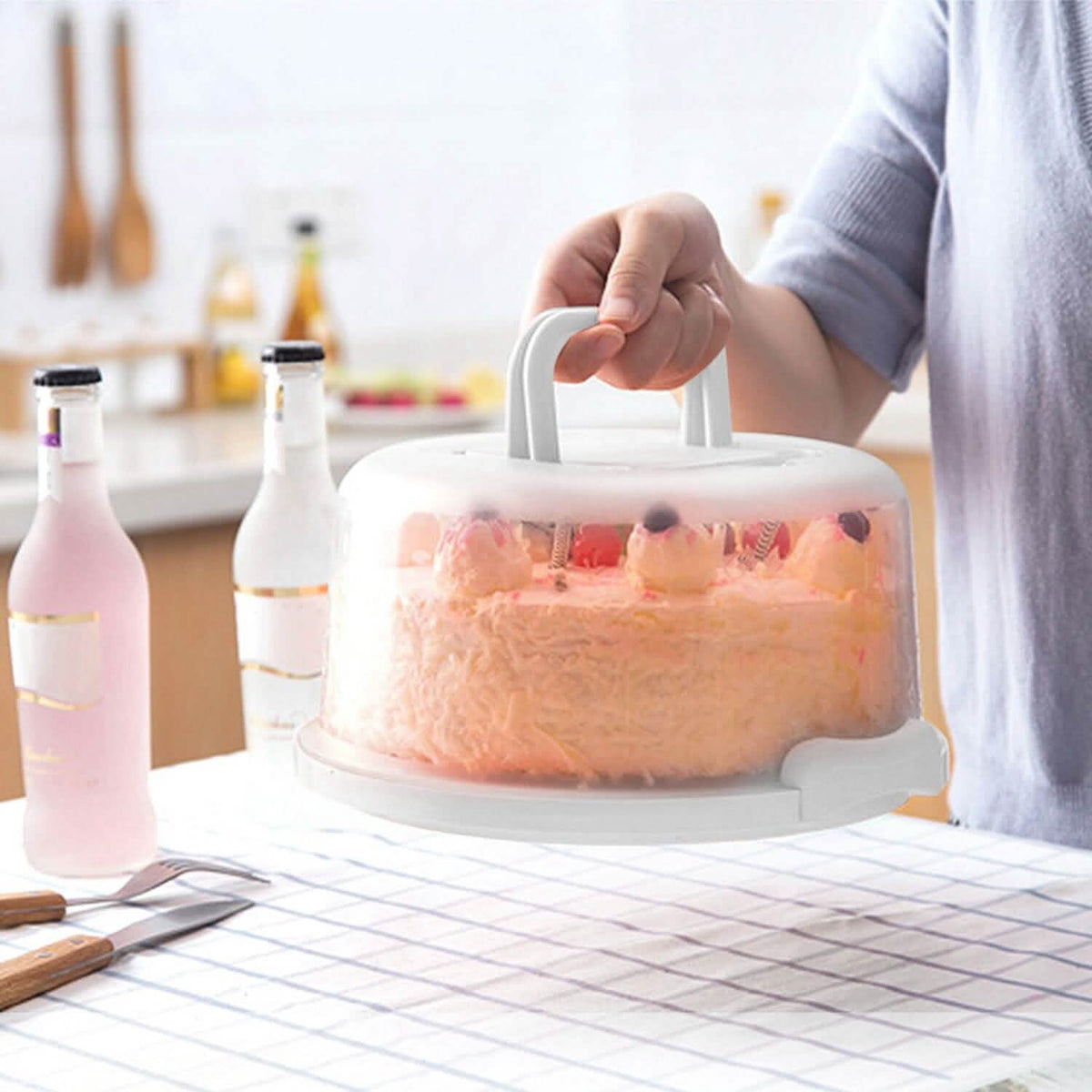 10" Cake Storage Container with Handle Plastic Cake Box - A-1 Thread Vault