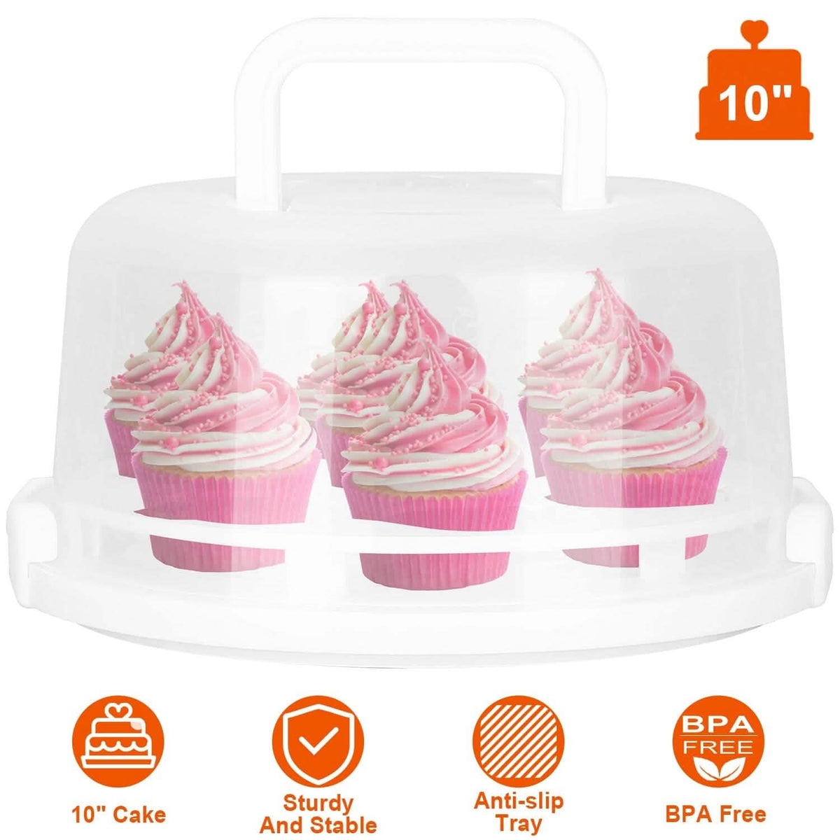10" Cake Storage Container with Handle Plastic Cake Box - A-1 Thread Vault
